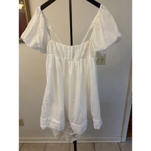 Free People Marina Tie Back Cotton Crinkle Babydoll Dress L